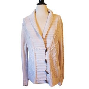 Dockers 100% Cotton Cream Cable Knit Cardigan Sweater